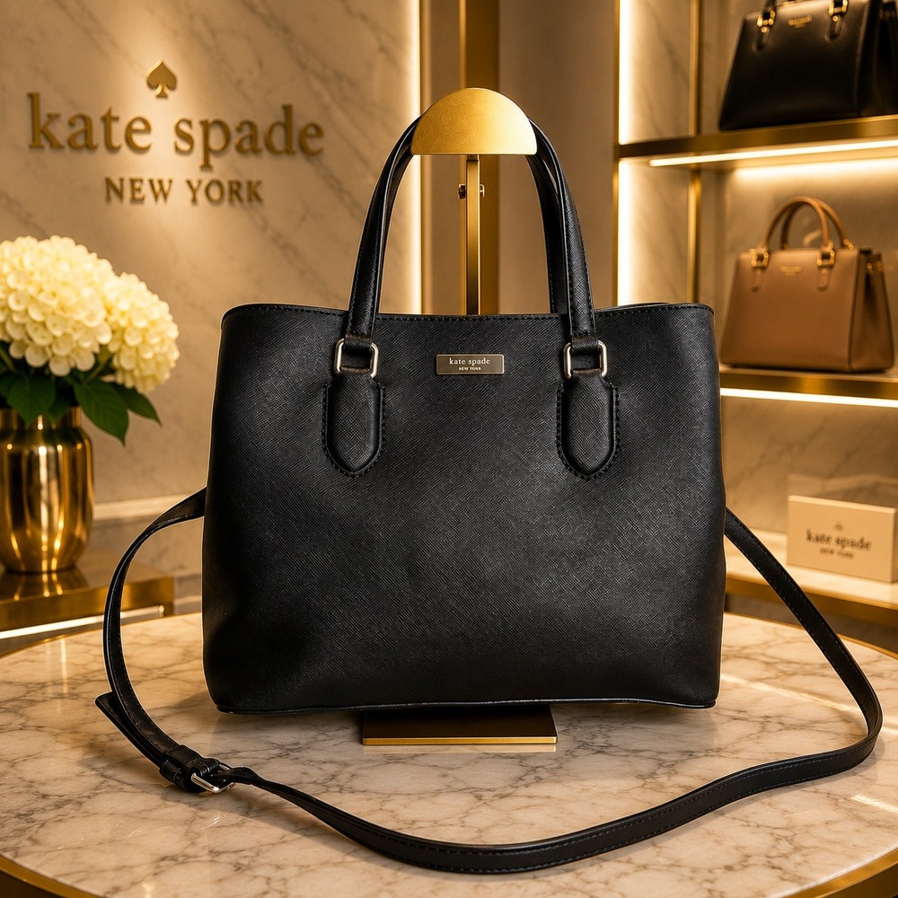 Kate Spade Laurel Way Evangelie Black Saffiano Leather‎ Satchel Bag WKRU3930